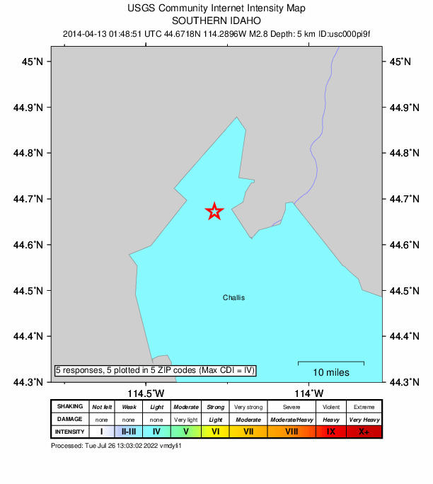Did You Feel It? map: shaking reported by the public