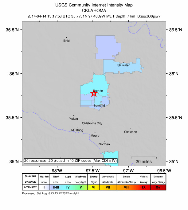 Did You Feel It? map: shaking reported by the public