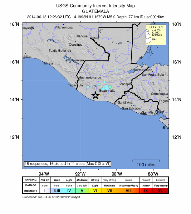 Did You Feel It? map: shaking reported by the public