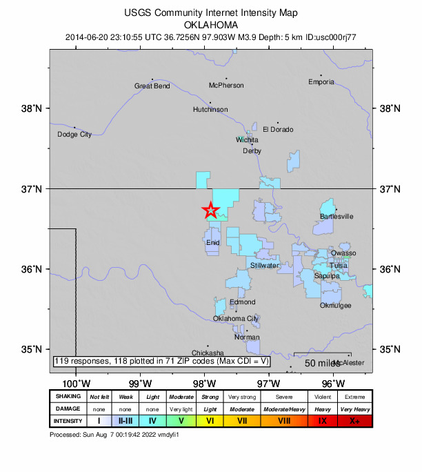 Did You Feel It? map: shaking reported by the public