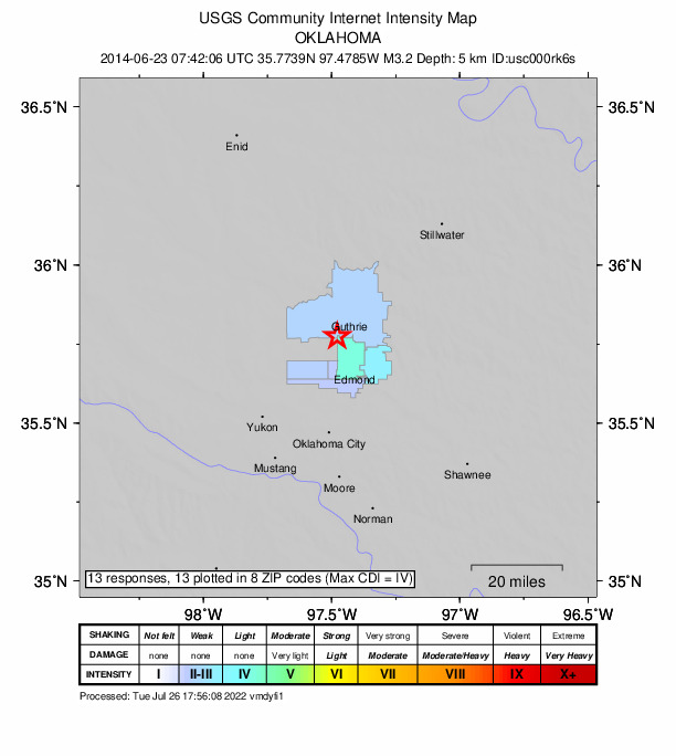 Did You Feel It? map: shaking reported by the public