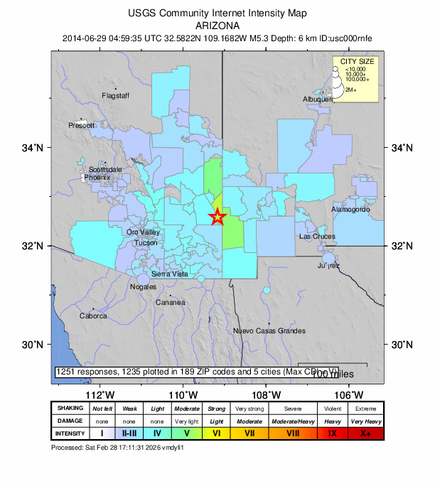 Did You Feel It? map: shaking reported by the public
