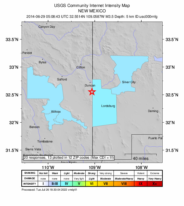 Did You Feel It? map: shaking reported by the public