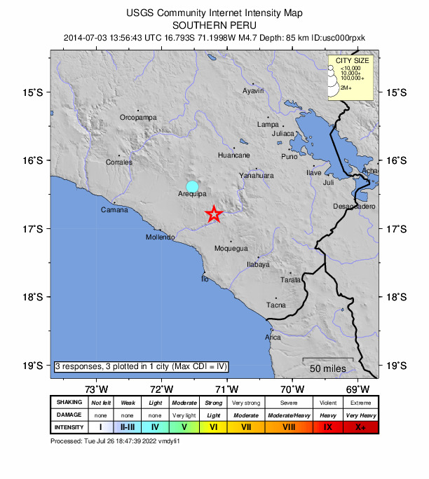 Did You Feel It? map: shaking reported by the public