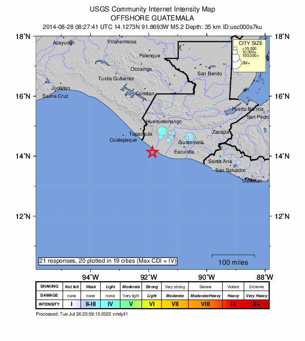 Did You Feel It? map: shaking reported by the public