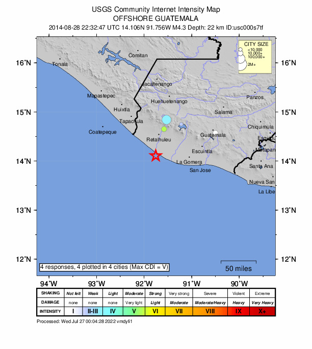 Did You Feel It? map: shaking reported by the public