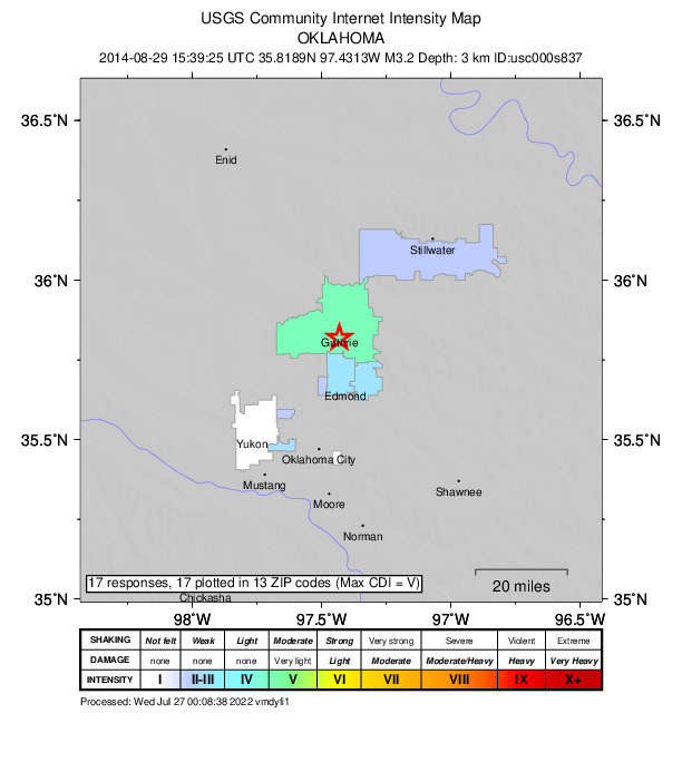 Did You Feel It? map: shaking reported by the public