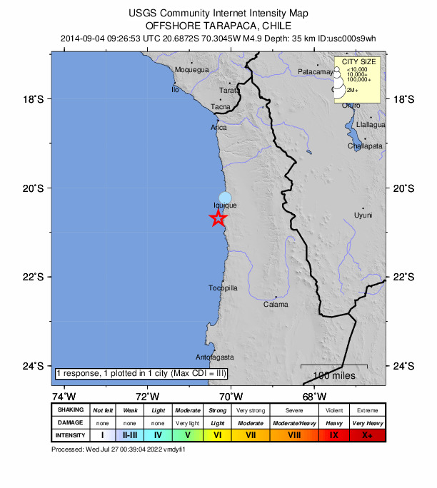 Did You Feel It? map: shaking reported by the public