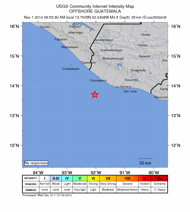 Did You Feel It? map: shaking reported by the public