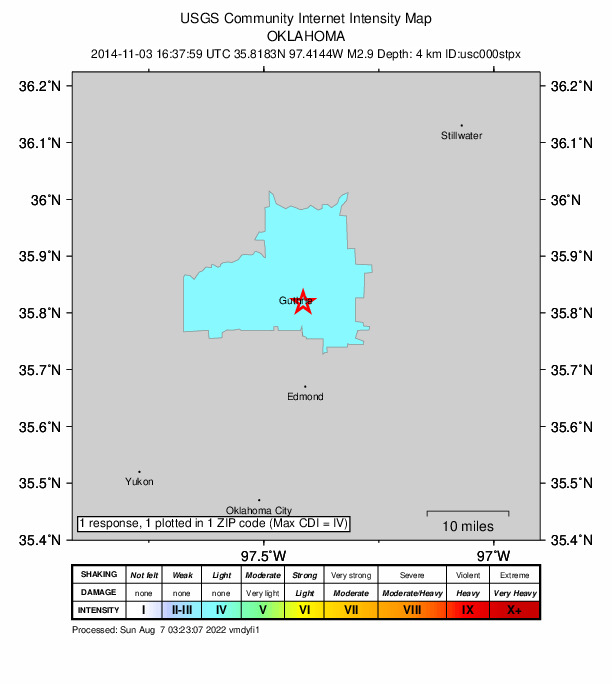 Did You Feel It? map: shaking reported by the public