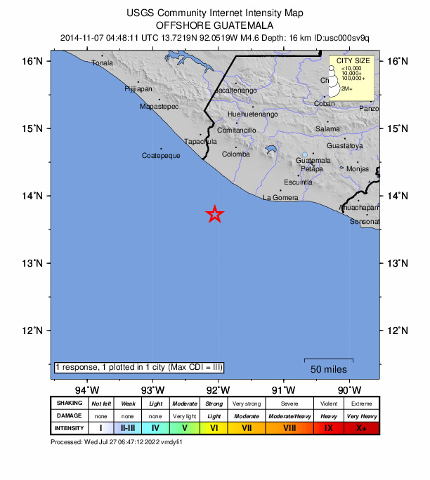 Did You Feel It? map: shaking reported by the public