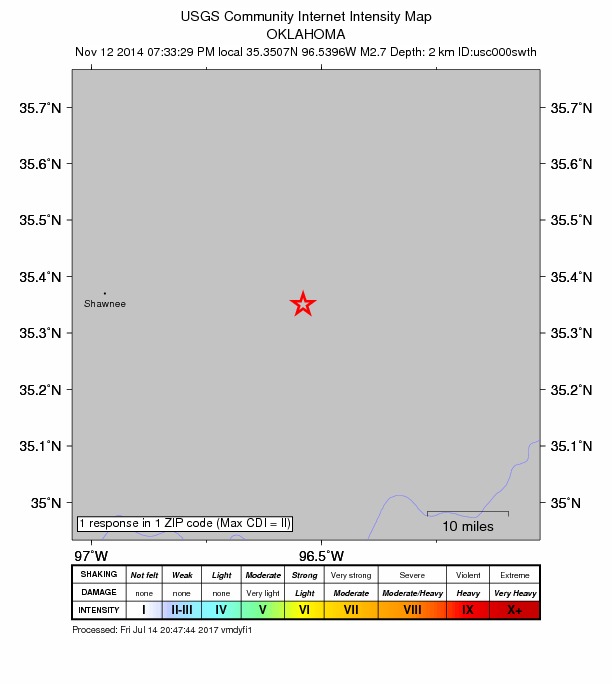 Did You Feel It? map: shaking reported by the public