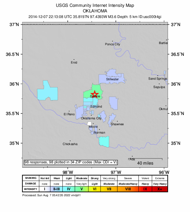 Did You Feel It? map: shaking reported by the public