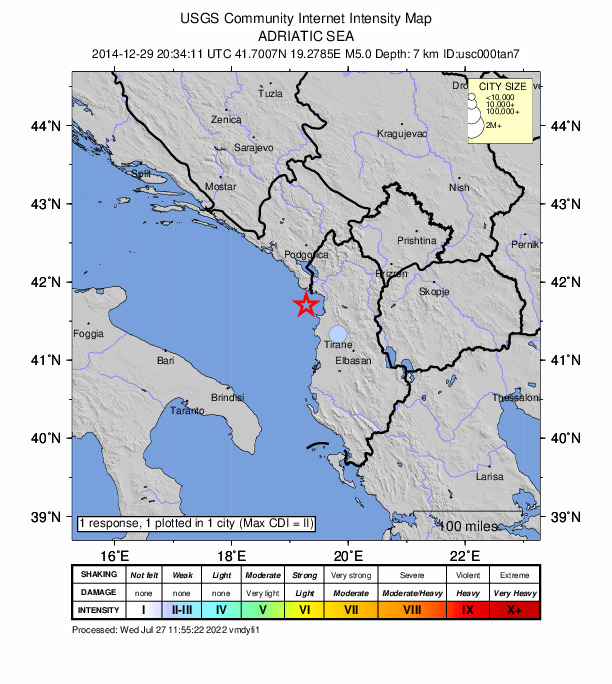 Did You Feel It? map: shaking reported by the public