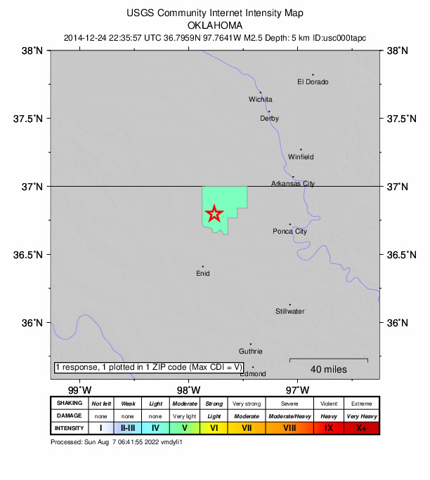 Did You Feel It? map: shaking reported by the public
