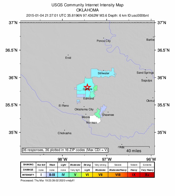 Did You Feel It? map: shaking reported by the public