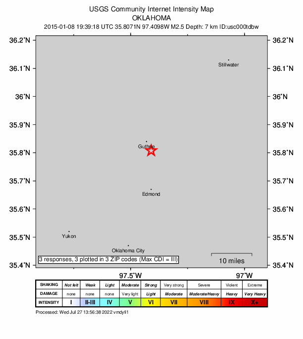 Did You Feel It? map: shaking reported by the public
