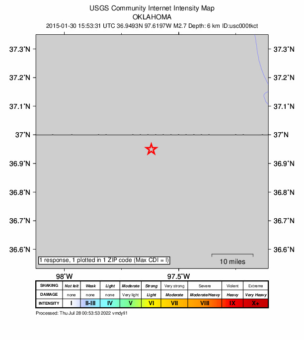 Did You Feel It? map: shaking reported by the public