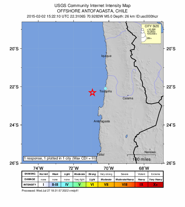 Did You Feel It? map: shaking reported by the public