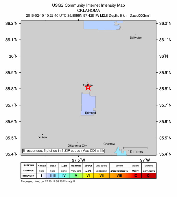 Did You Feel It? map: shaking reported by the public