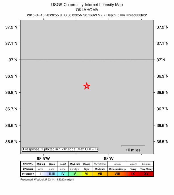 Did You Feel It? map: shaking reported by the public