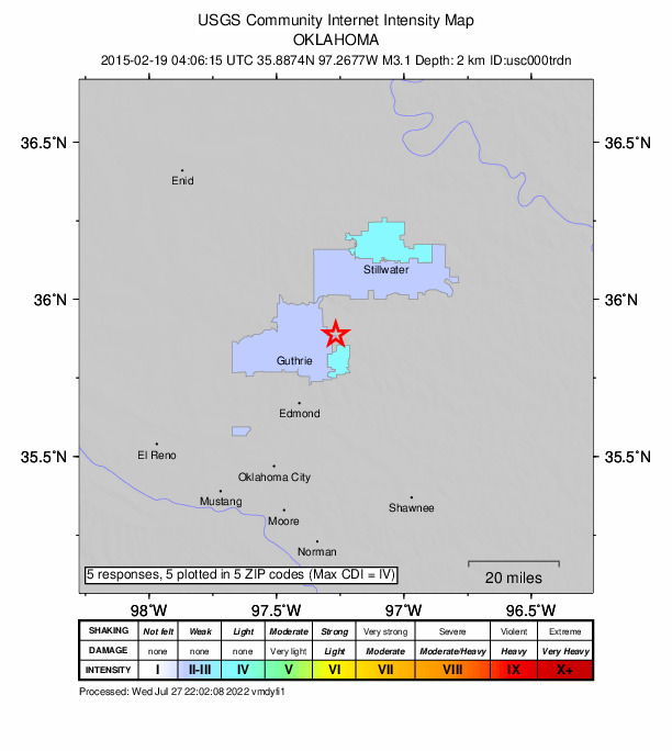 Did You Feel It? map: shaking reported by the public