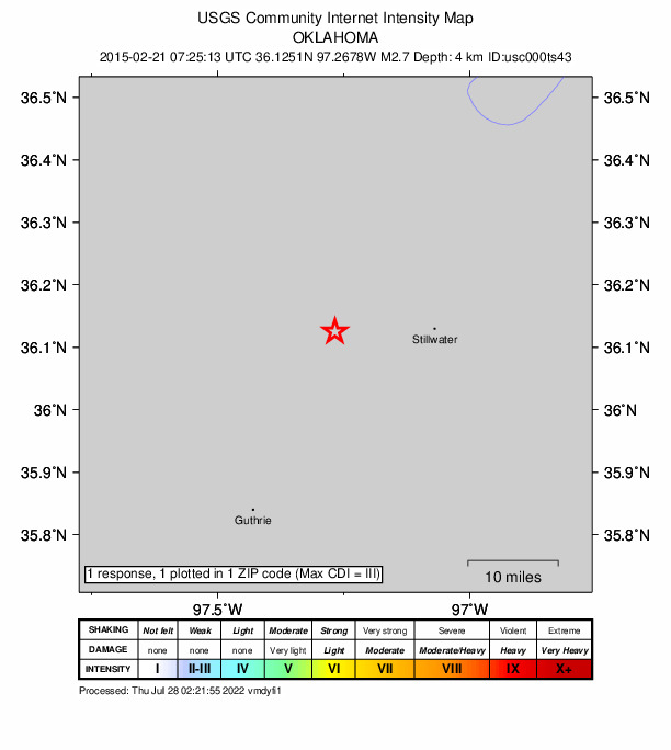 Did You Feel It? map: shaking reported by the public