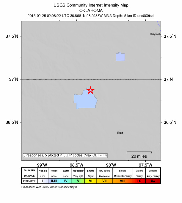 Did You Feel It? map: shaking reported by the public