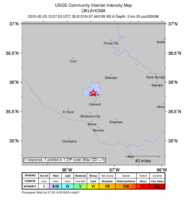 Did You Feel It? map: shaking reported by the public