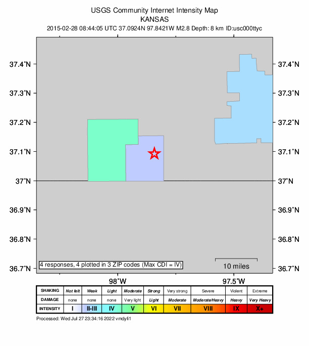 Did You Feel It? map: shaking reported by the public
