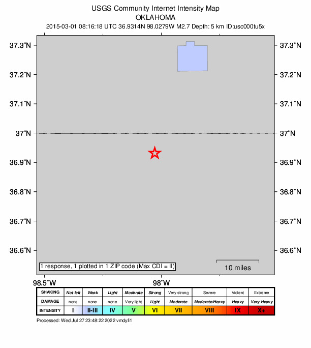 Did You Feel It? map: shaking reported by the public