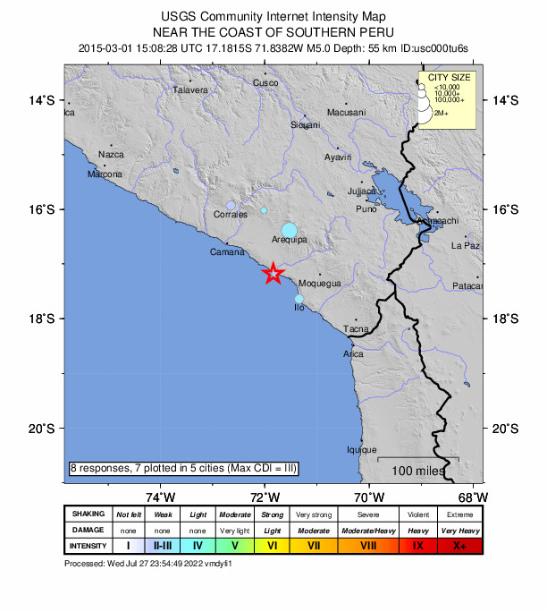 Did You Feel It? map: shaking reported by the public