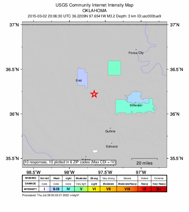 Did You Feel It? map: shaking reported by the public