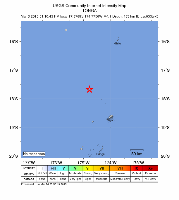 Did You Feel It? map: shaking reported by the public