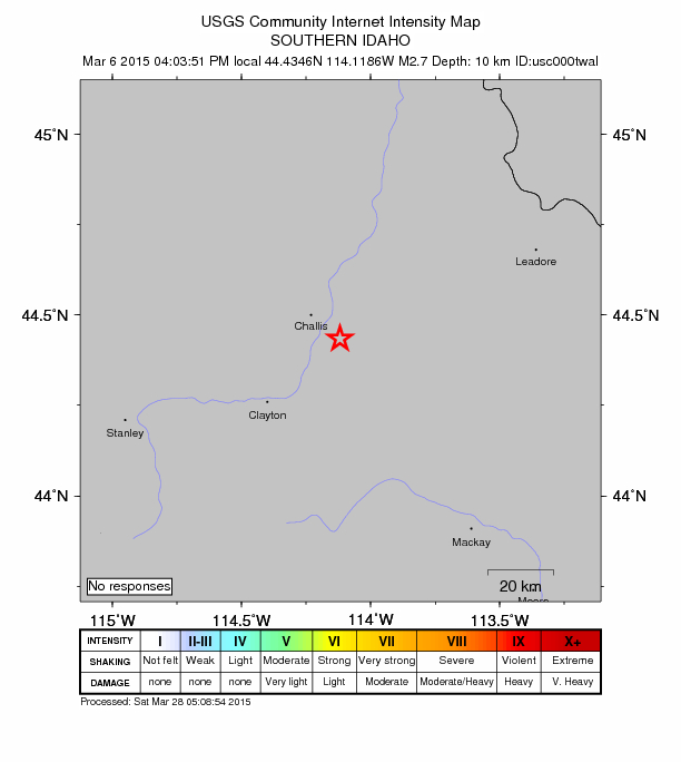 Did You Feel It? map: shaking reported by the public