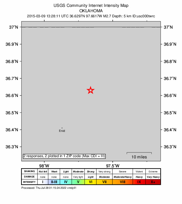 Did You Feel It? map: shaking reported by the public