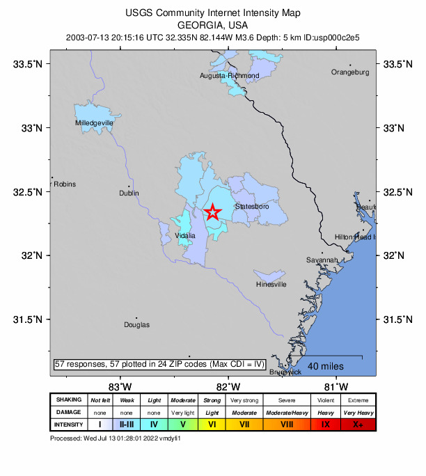 Did You Feel It? map: shaking reported by the public