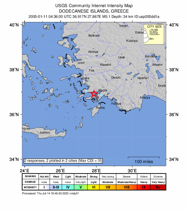 Did You Feel It? map: shaking reported by the public