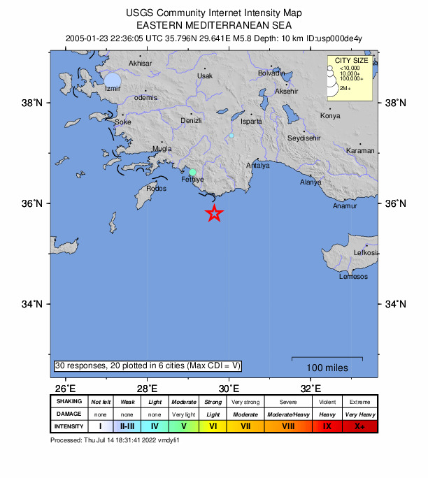 Did You Feel It? map: shaking reported by the public