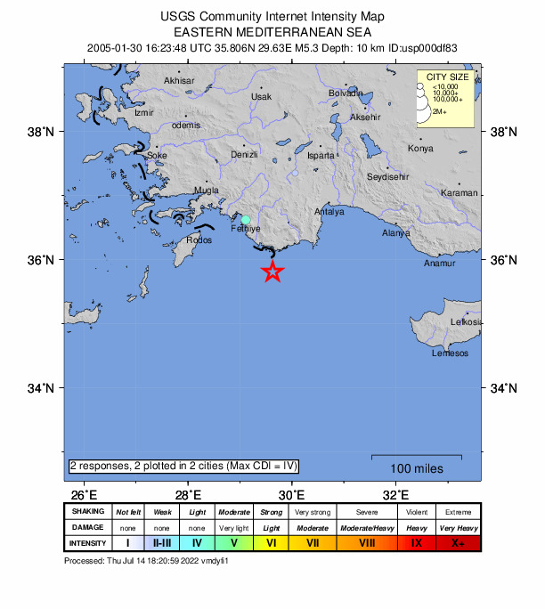 Did You Feel It? map: shaking reported by the public