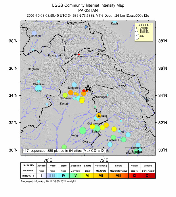 Did You Feel It? map: shaking reported by the public