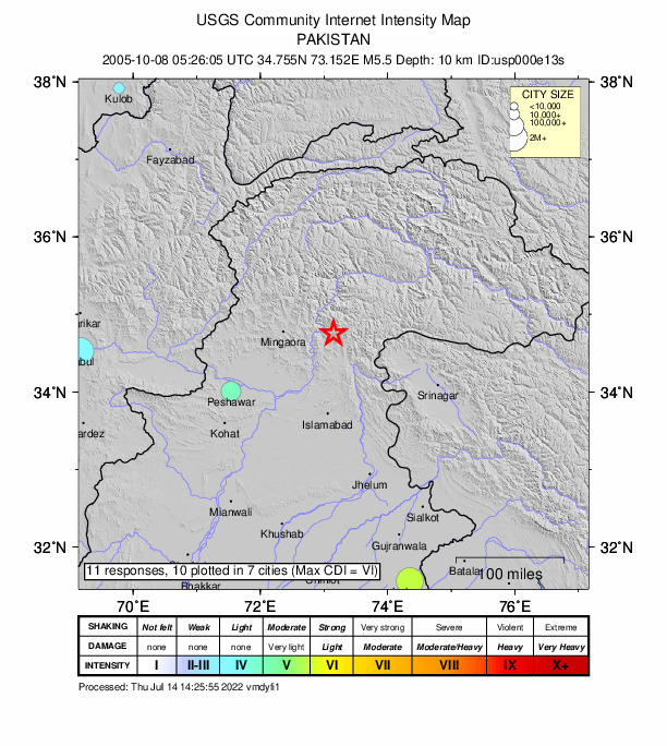 Did You Feel It? map: shaking reported by the public
