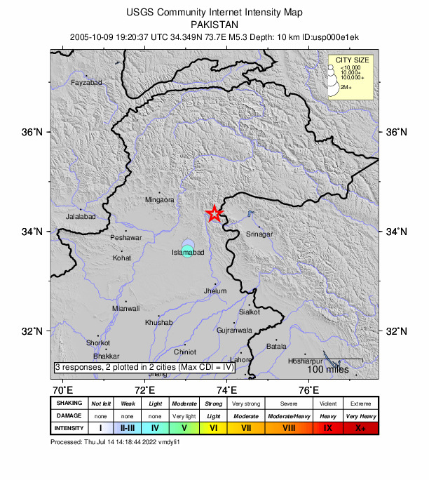 Did You Feel It? map: shaking reported by the public