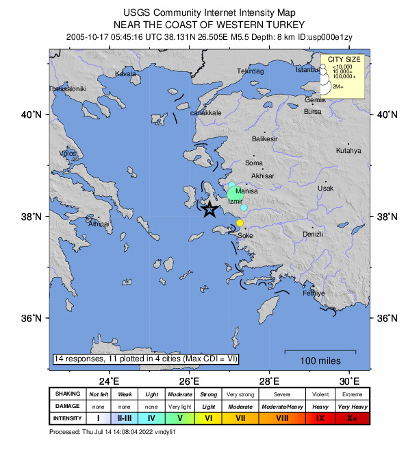 Did You Feel It? map: shaking reported by the public