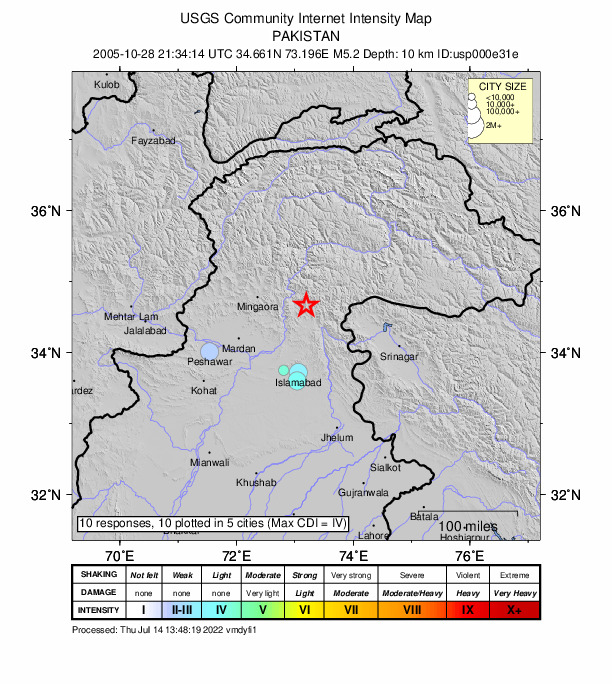 Did You Feel It? map: shaking reported by the public