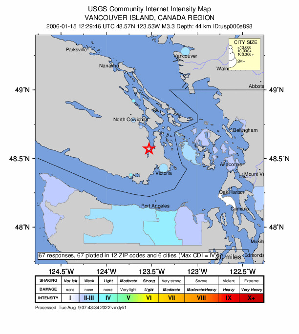 Did You Feel It? map: shaking reported by the public