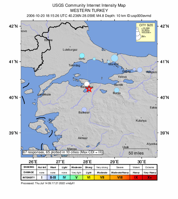 Did You Feel It? map: shaking reported by the public