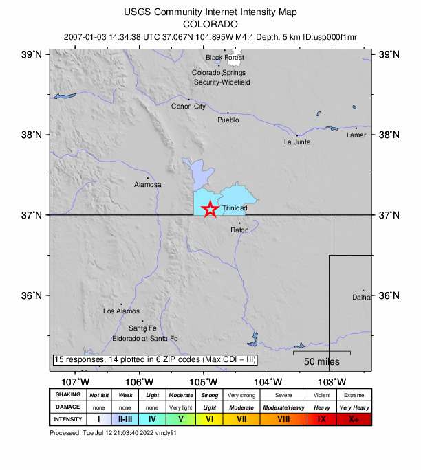 Did You Feel It? map: shaking reported by the public