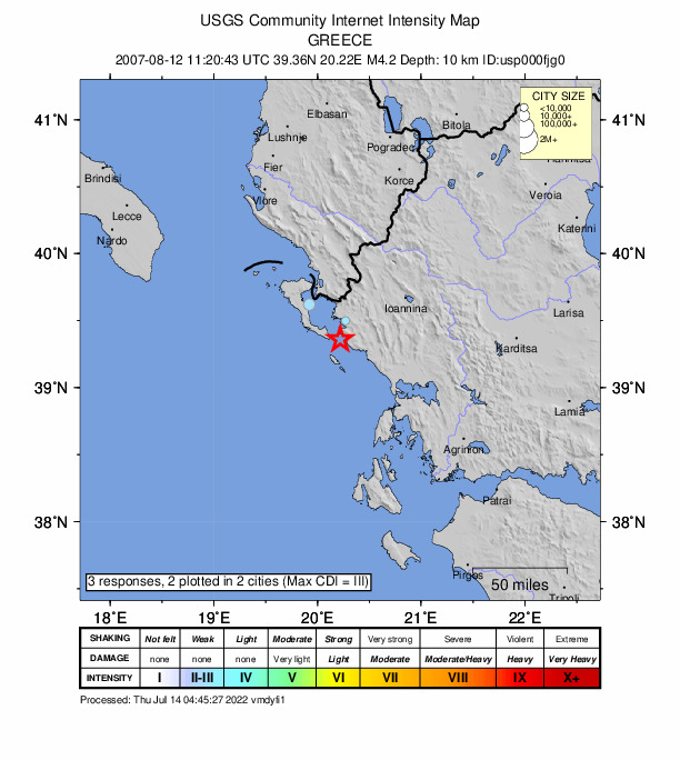 Did You Feel It? map: shaking reported by the public