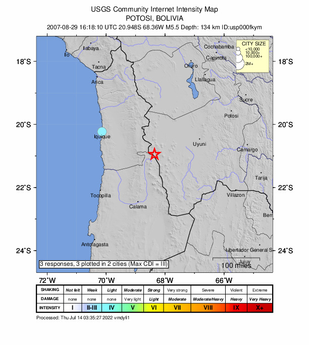 Did You Feel It? map: shaking reported by the public